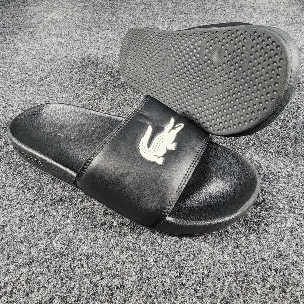Lacoste Serve Slide Mens Size 9 Black White Logo Athletic Sandals 749CMA0041312